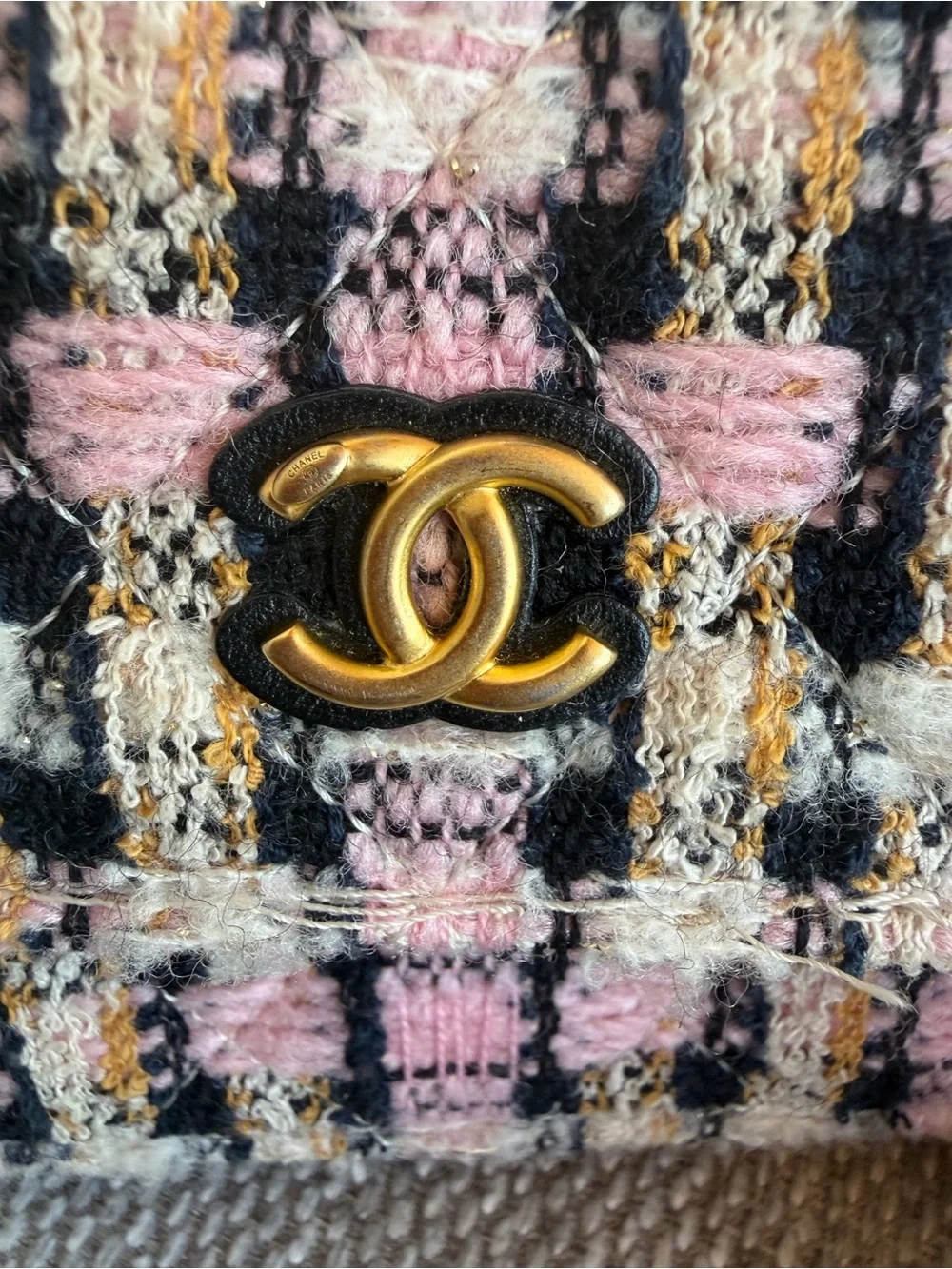 Chanel CC Tweed Pearl Crush Wallet on Chain
